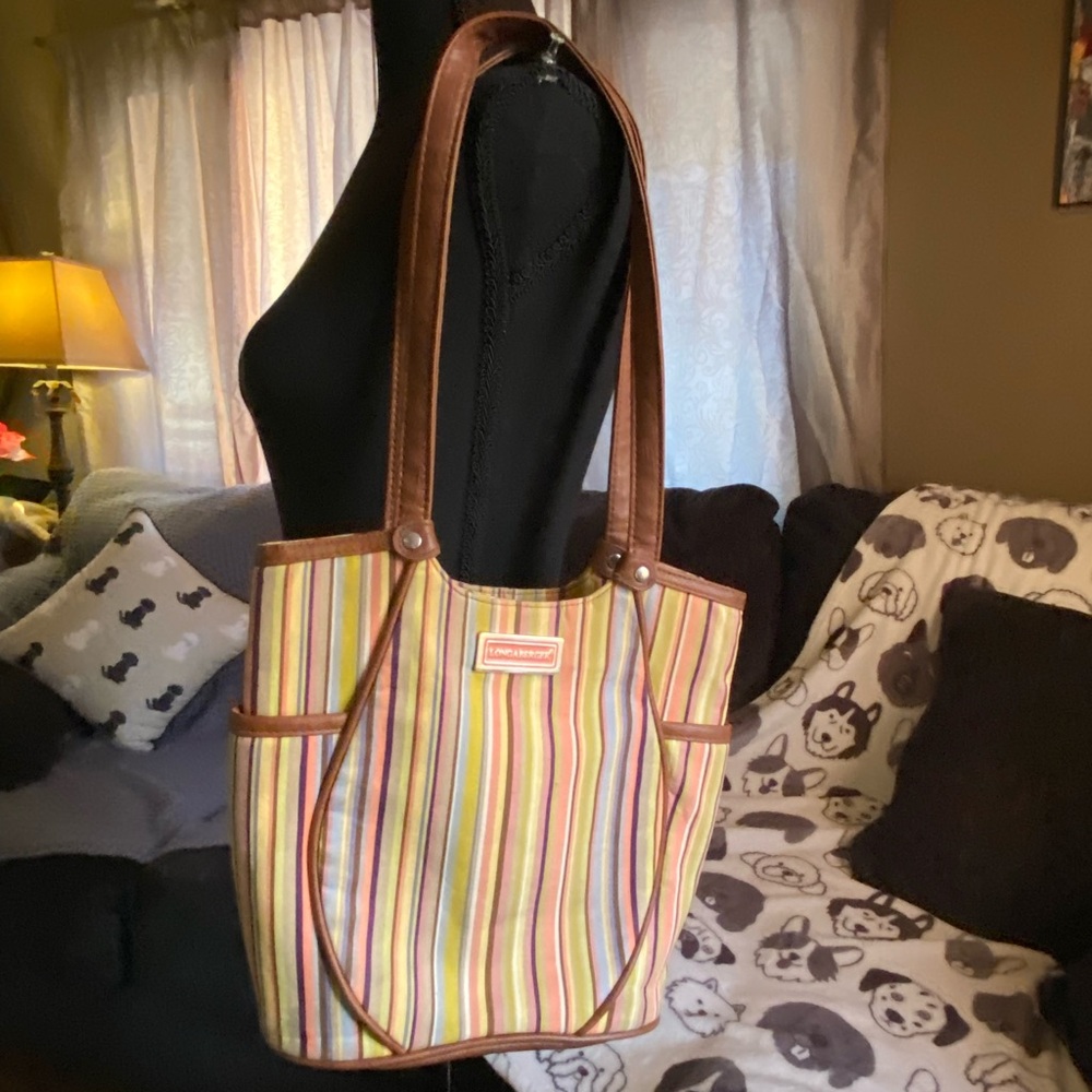 Longaberger Colorful Striped Tote Bag